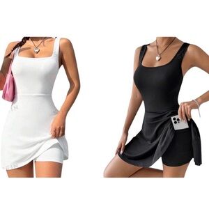 NWOT Black + White Leisure Activewear Dresses with Built-In Shorts | Size Small